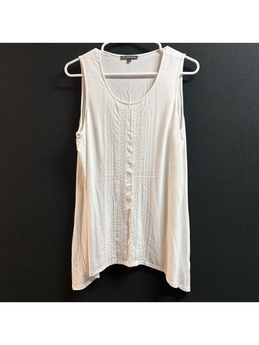 Adrianna Papell Ivory Embroidered Sleeveless Tunic Top Women’s Size L  Boho EUC